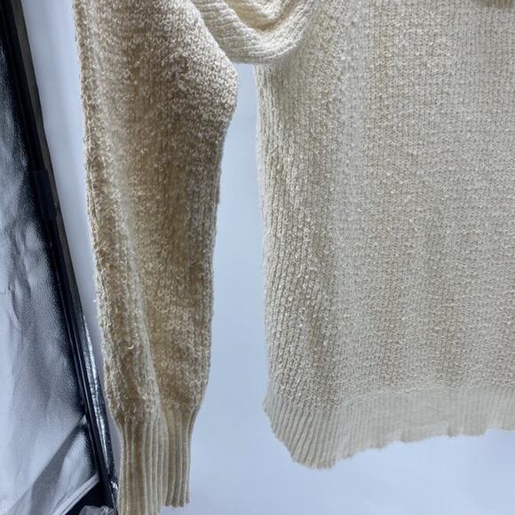 Free People By Your Side Sweater Size Cream Cowl Neck Bohemian Oversized open kn - Picture 4 of 9